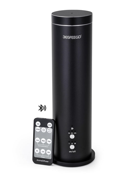 365FEEGD waterless diffuser on tabletop delivering continuous fragrance without water