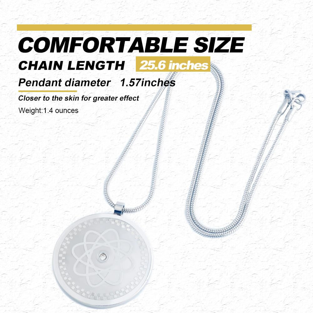 Close-up of 38® necklace magnet orientation with bio-north pole toward body