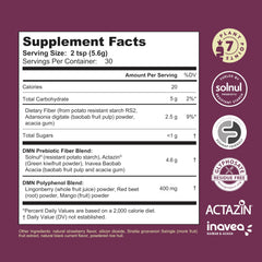 38TERA DMN powder close-up highlighting prebiotics.