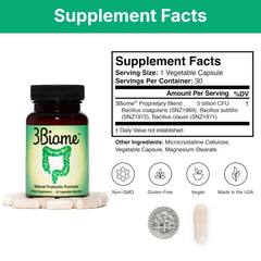 3Biome bottle pouring a daily capsule for easy dosing.