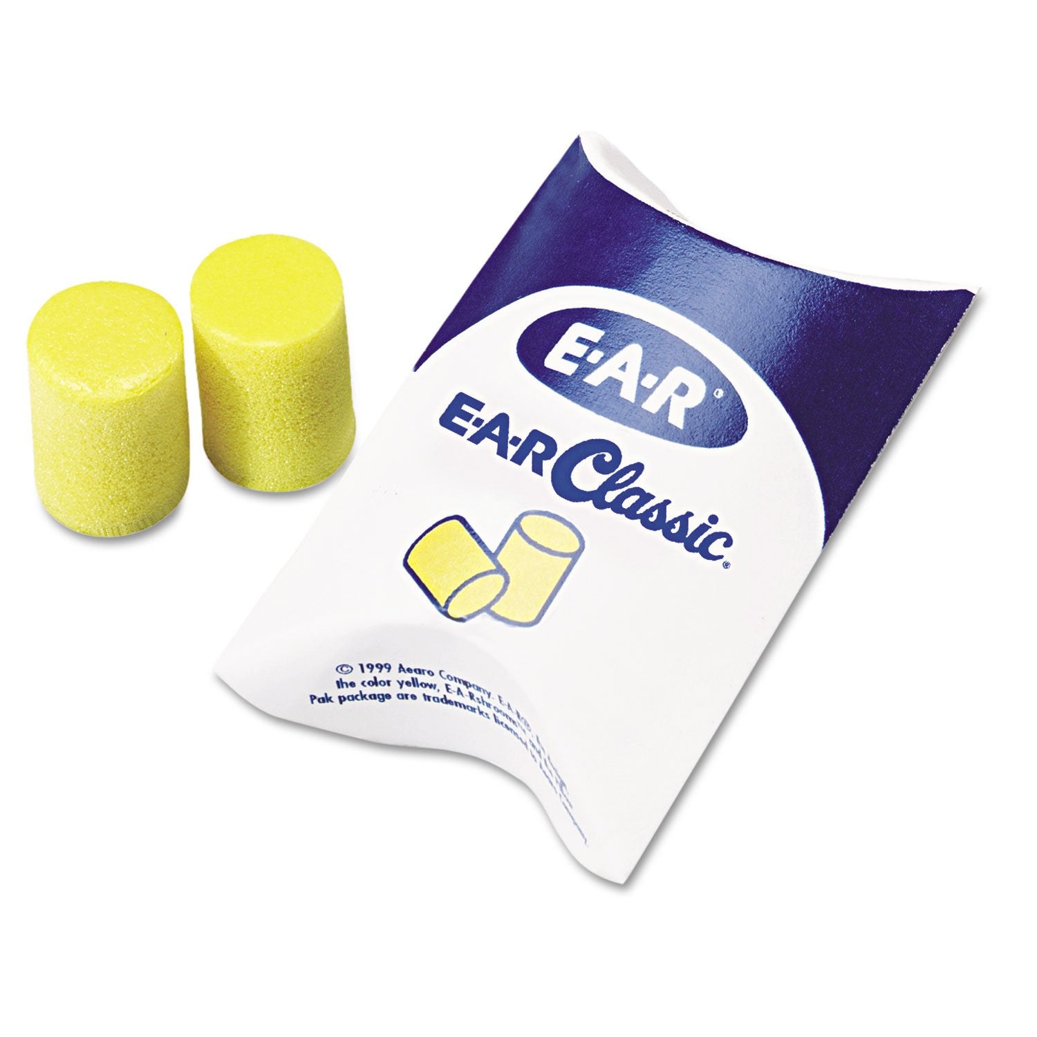 3M E-A-R Classic earplugs yellow pillow pack provide 29 dB attenuation