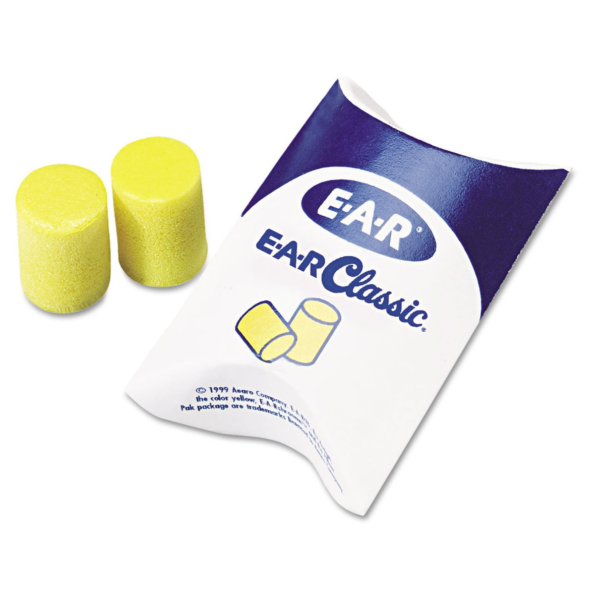 3M E-A-R Classic earplugs yellow pillow pack provide 29 dB attenuation