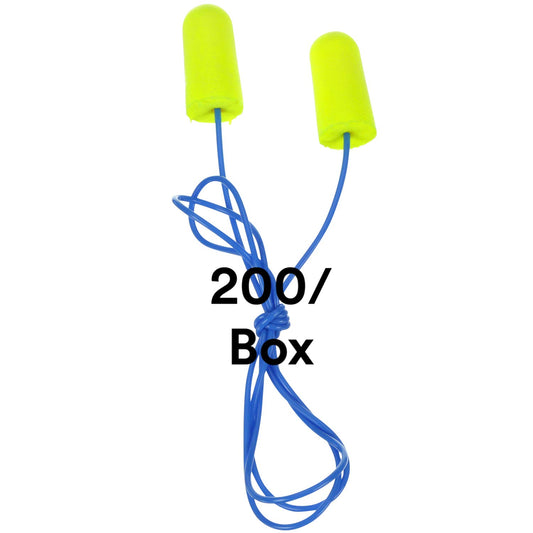 3M E-A-Rsoft Yellow Neons earplugs in corded poly bag for clean storage