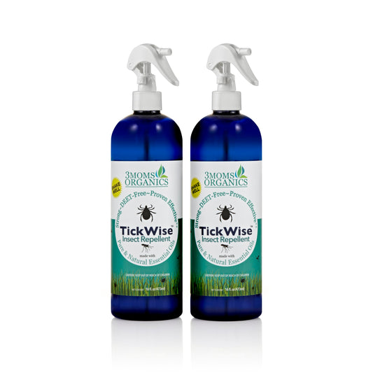 TickWise 16oz bottle from 3 Moms Organics for outdoor protection.