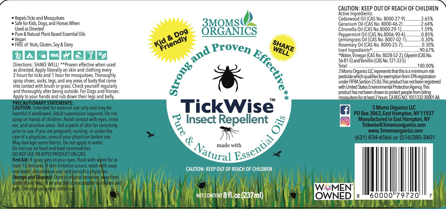 3MOMS ORGANICS TickWise geranium oil with refreshing scent