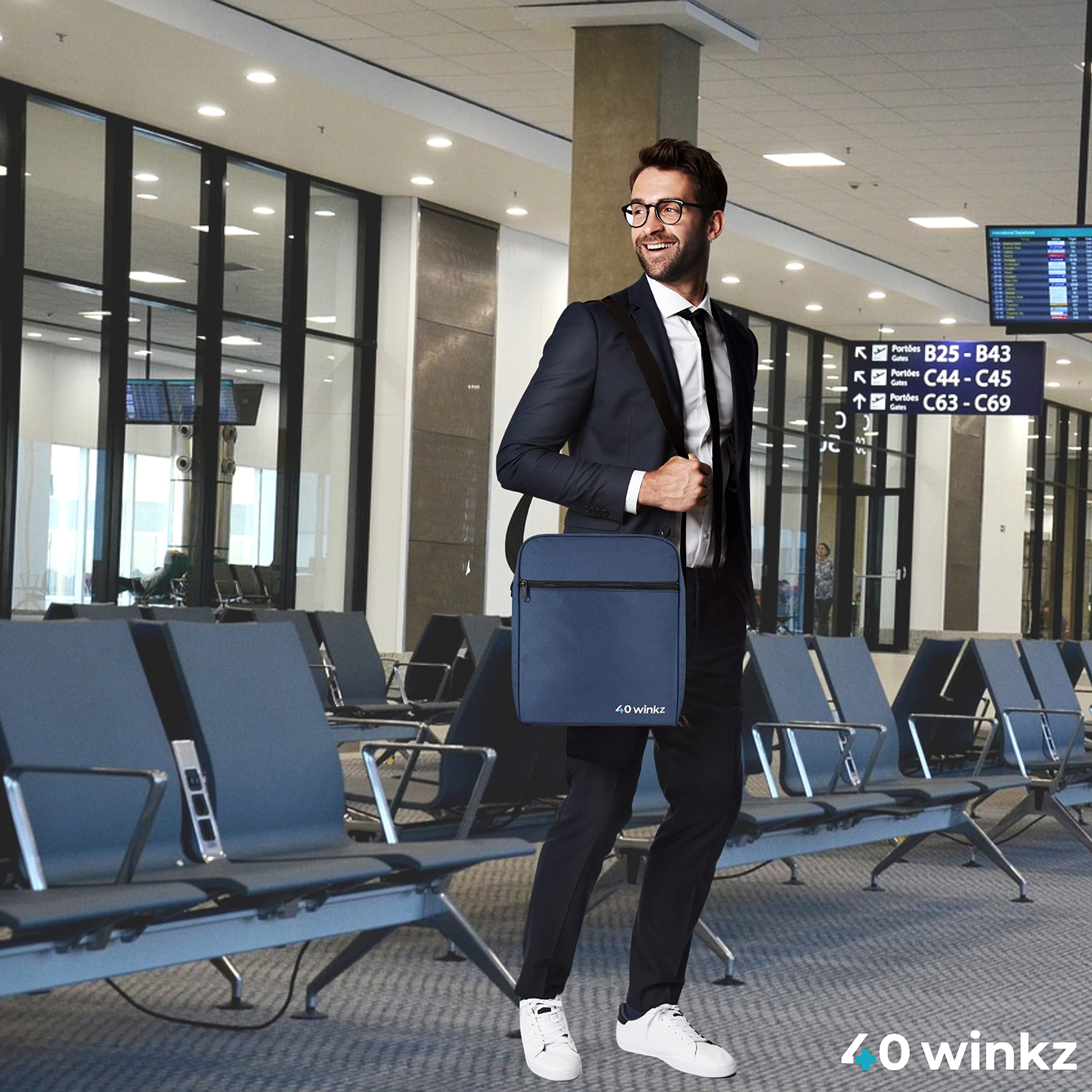 40Winkz CPAP travel bag luggage strap attached for suitcase travel.