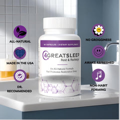 Close-up of 4GreatSleep capsules for tranquil rest