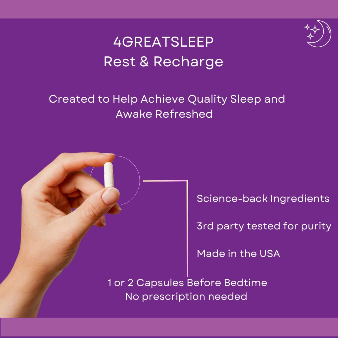 4GREATSLEEP label back showing ingredients and directions for sleep wellness.