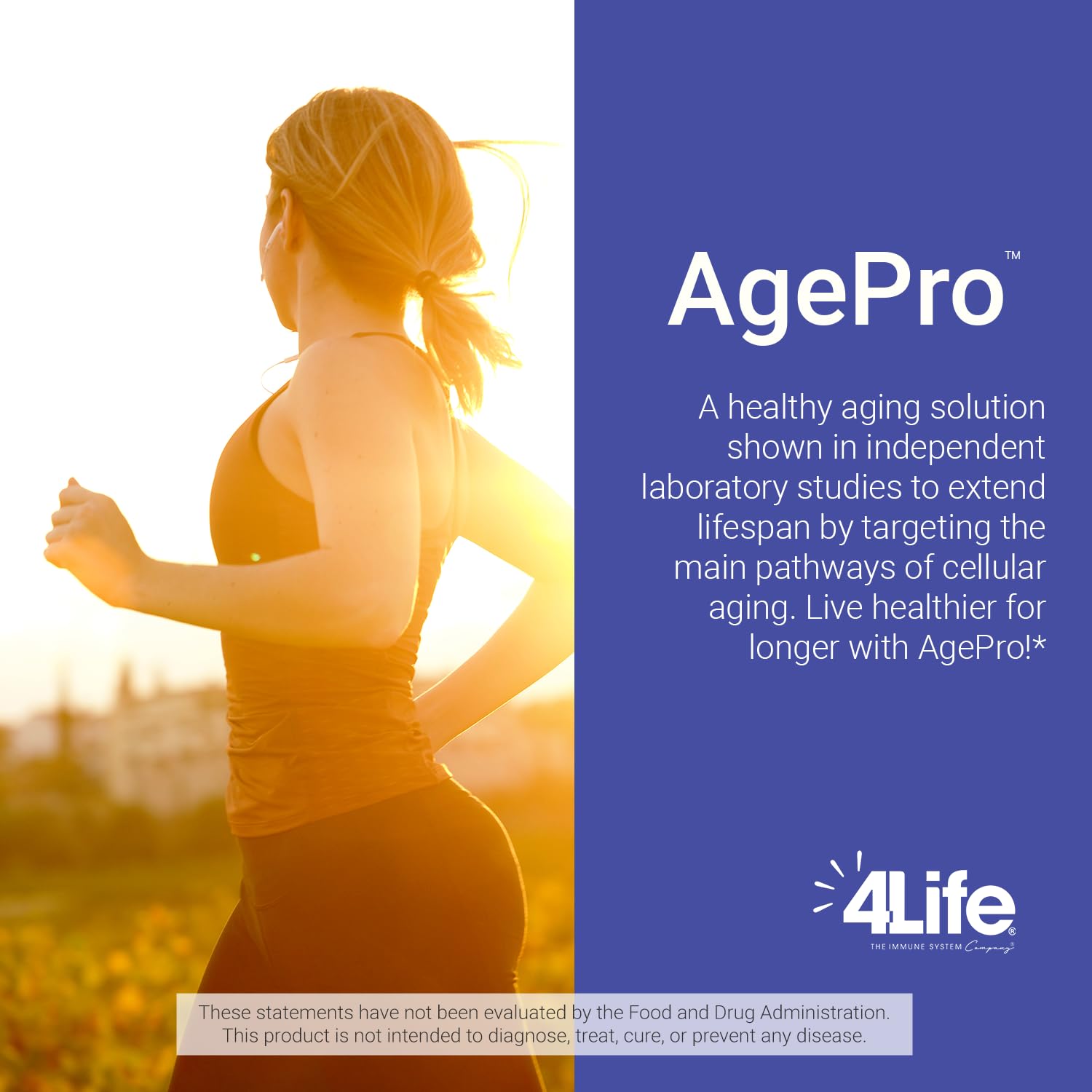 4Life AgePro label view emphasizes purity and premium capsules.