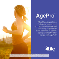 4Life AgePro label view emphasizes purity and premium capsules.