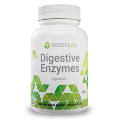 4Life Digestive Enzymes bottle with capsules supports digestion and absorption.
