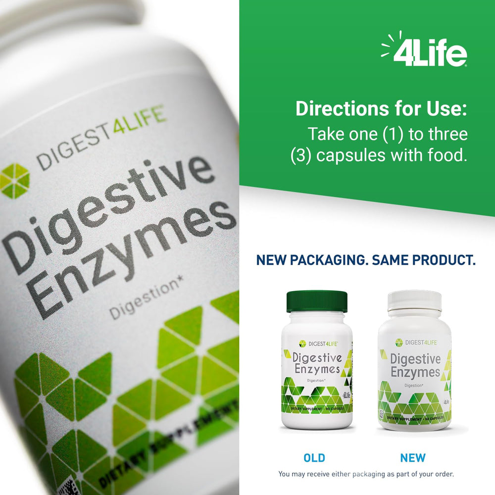 4Life Digestive Enzymes packaging shot shows a science-backed supplement for better digestion.
