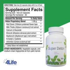 4Life Super Detox capsules closeup emphasizes compact form for daily detox routines.
