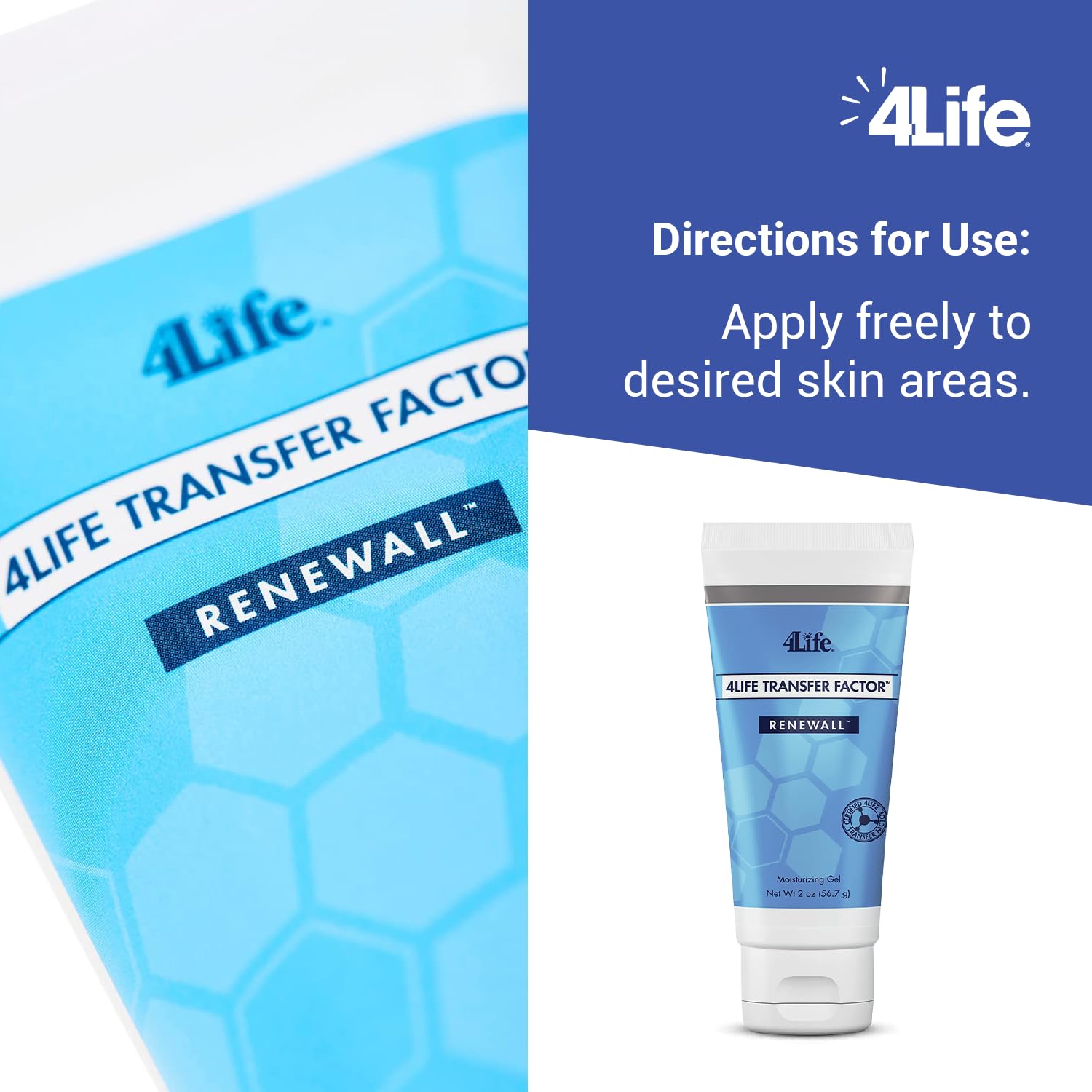RenewAll Gel bottle highlights eucalyptus aroma and fresh notes