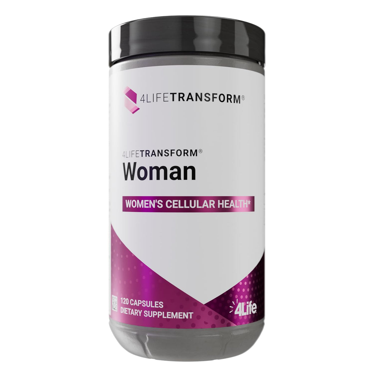 4Life Transform Woman bottle closeup with easy-to-take veggie capsules for daily use