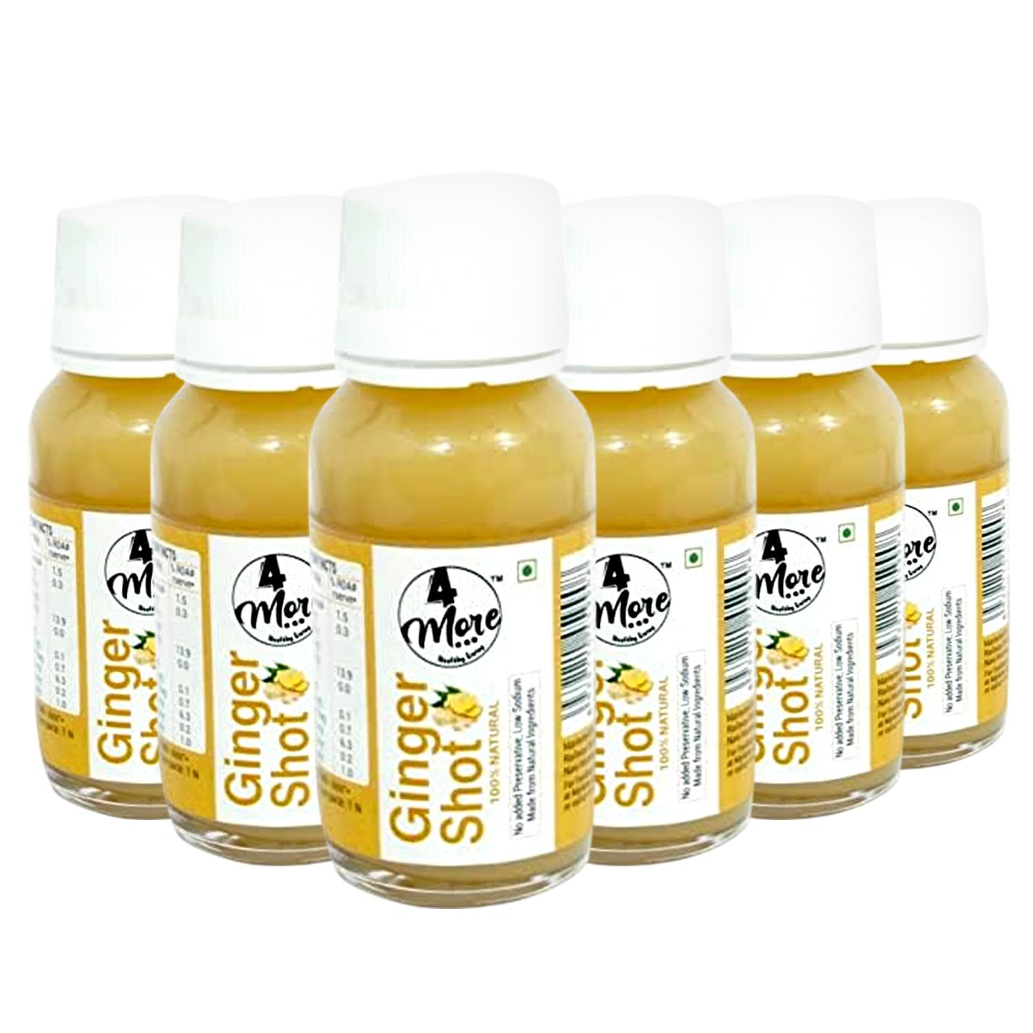 4MORE Ginger Lemon Honey Shot bottle front for on-the-go energy support.