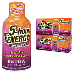 5-hour ENERGY Extra Strength Hawaiian Breeze bottle front for fast daytime energy.