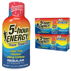 5-hour ENERGY Regular Strength bottle front view offering quick, clean energy.
