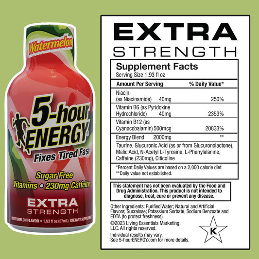 5-hour ENERGY Watermelon Shot pocket-sized bottle for on-the-go alertness