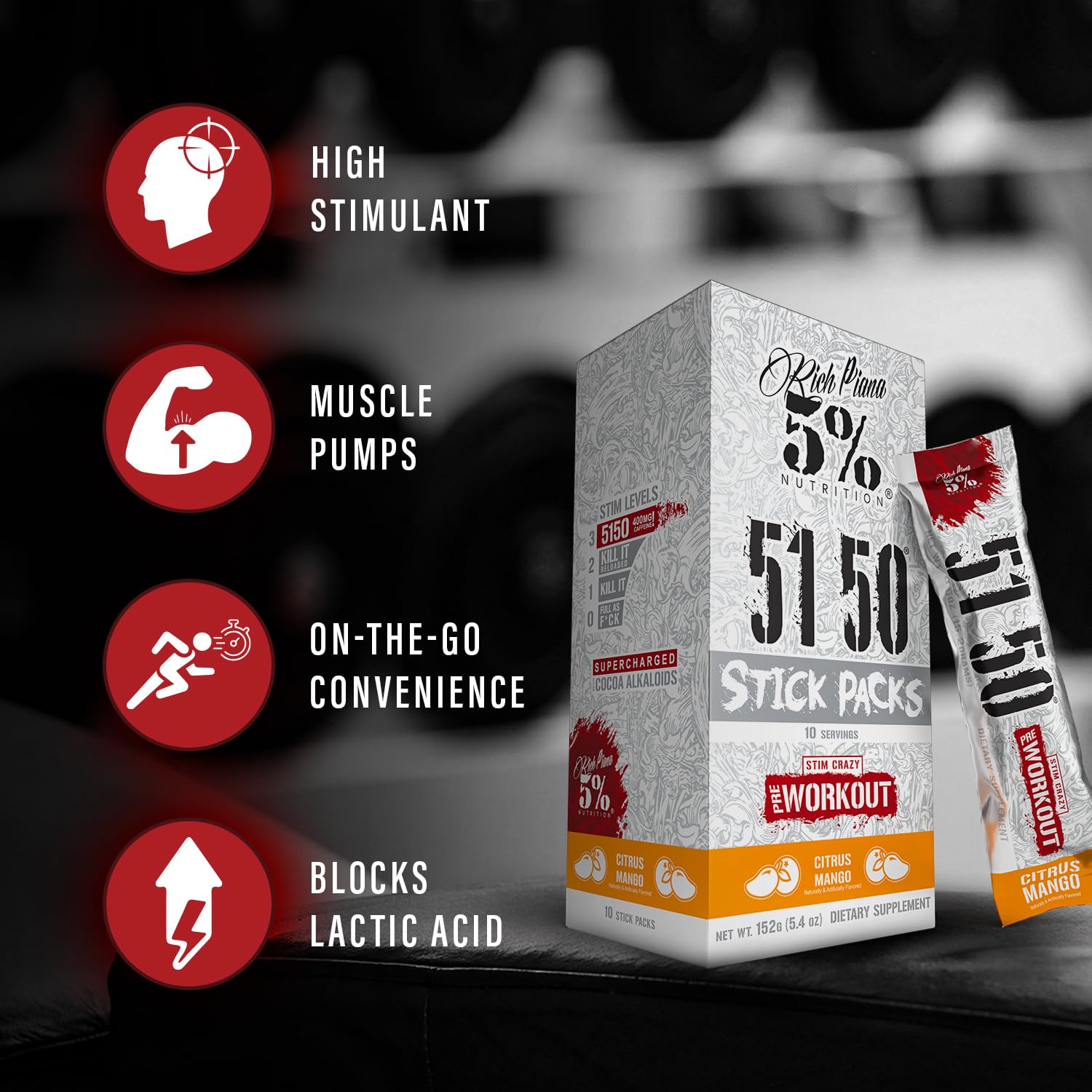 Rich Piana 5150 pumps and vascularity potential from nitric oxide boosting formula.
