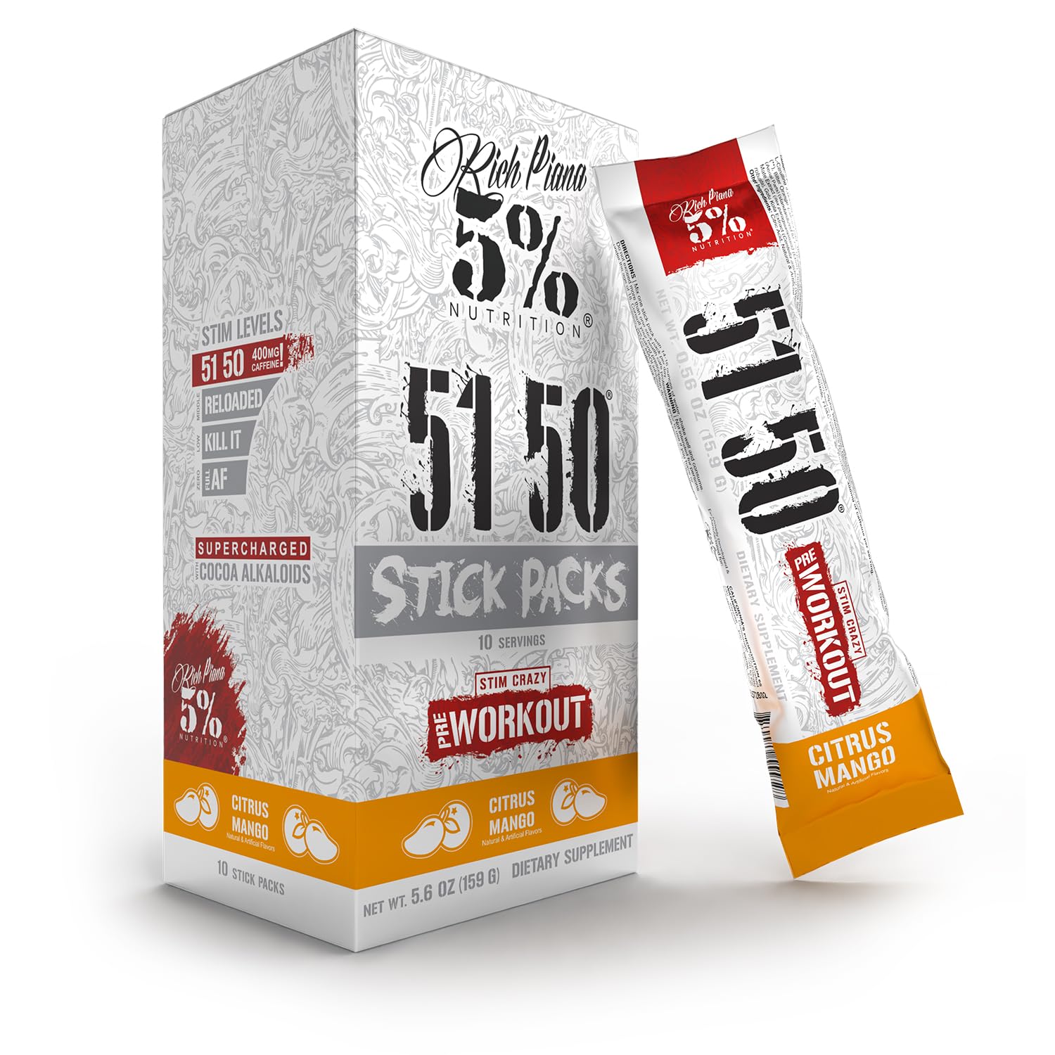 Twist open Rich Piana 5150 packet suggesting quick pre-workout preparation.