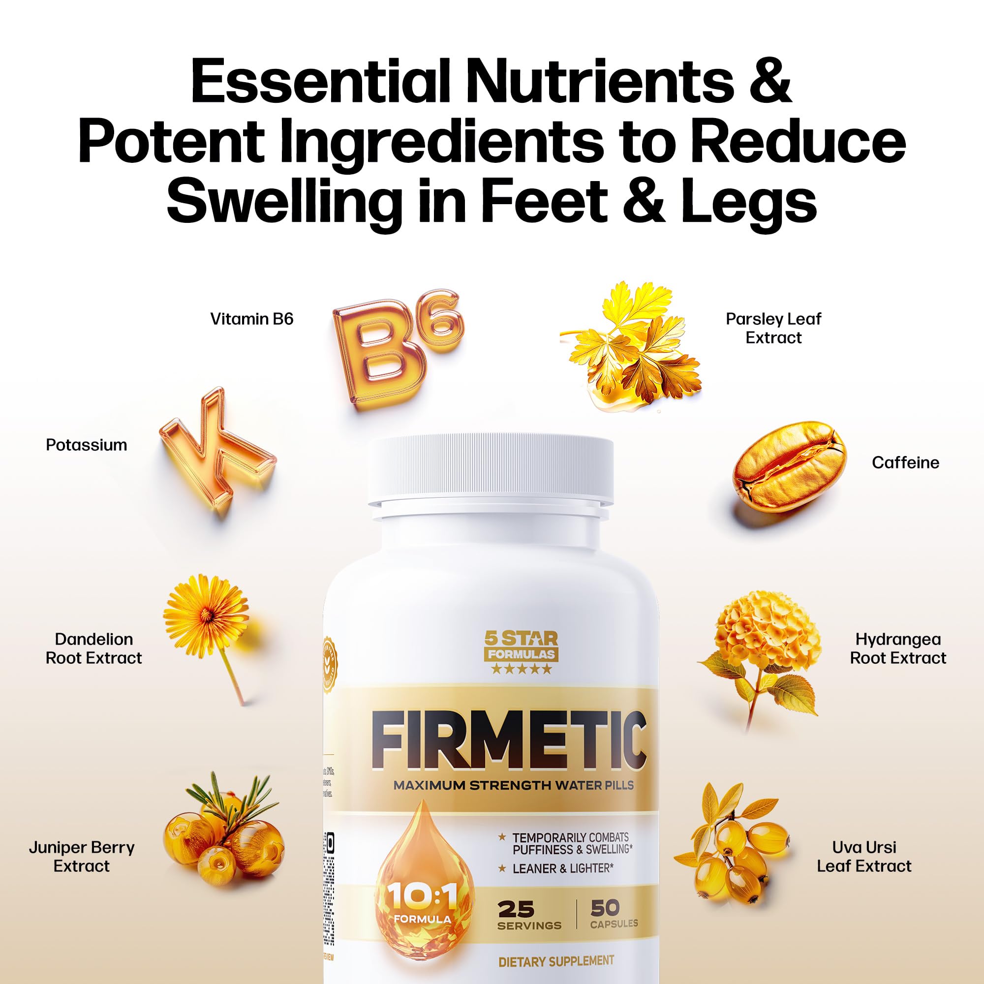 Firmetic packaging box featuring natural diuretic blend for leg comfort