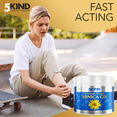 5kind Arnica Gel applied on arm during massage demonstration.