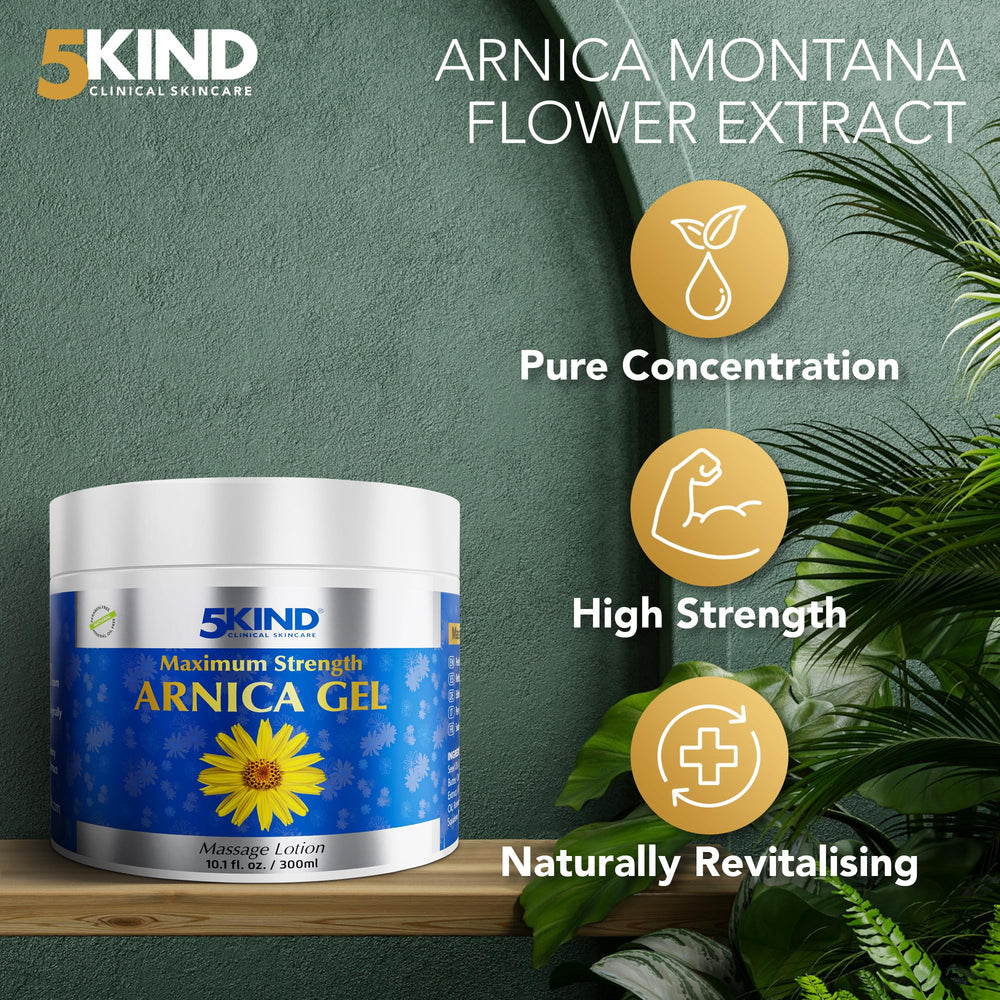 5kind Arnica Gel non-greasy finish after application on skin.
