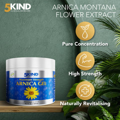 5kind Arnica Gel non-greasy finish after application on skin.