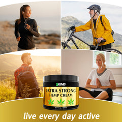 5kind Extra Strong Hemp Cream massage on shoulder suggests relief potential