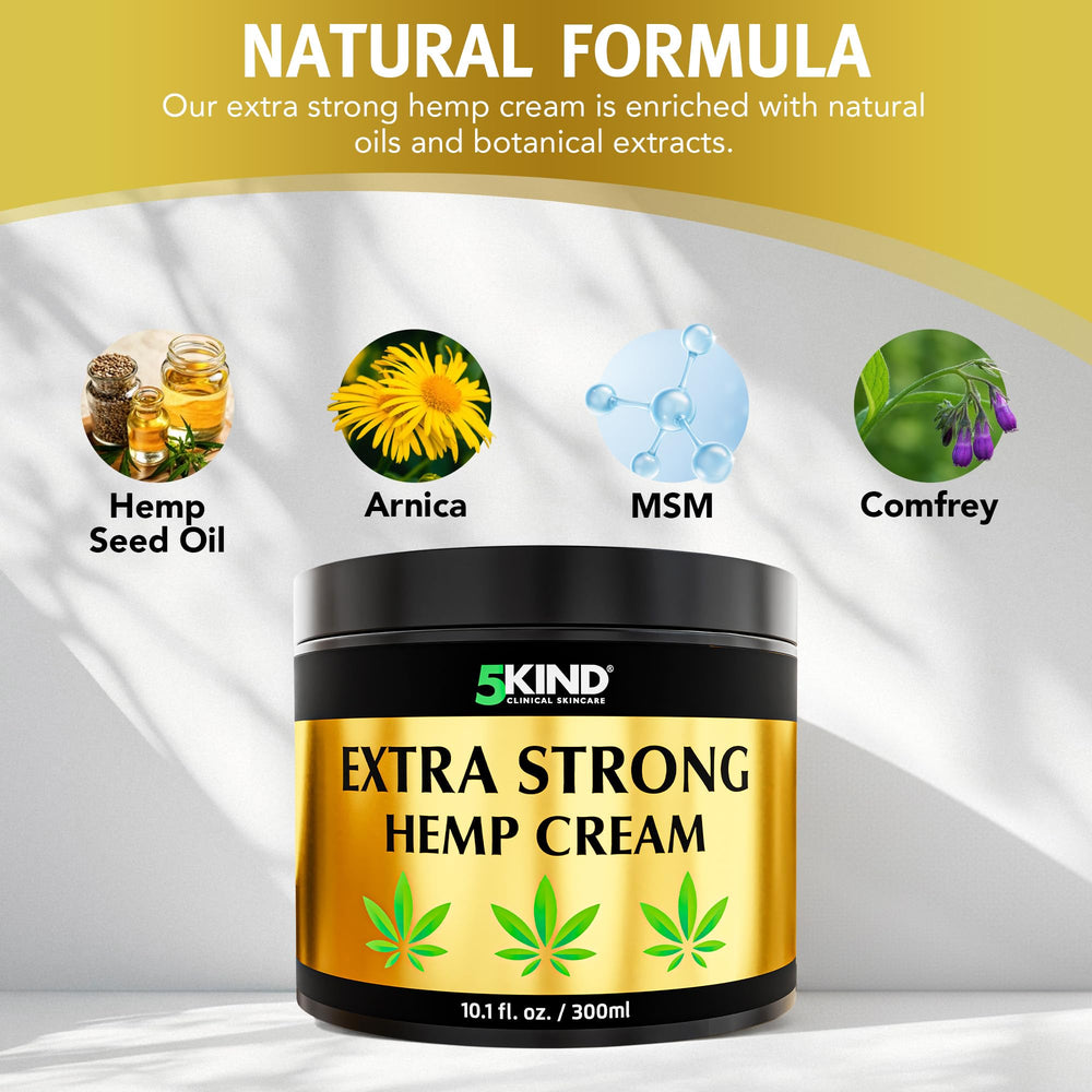 5kind Extra Strong Hemp Cream texture near knuckles demonstrates fast absorption