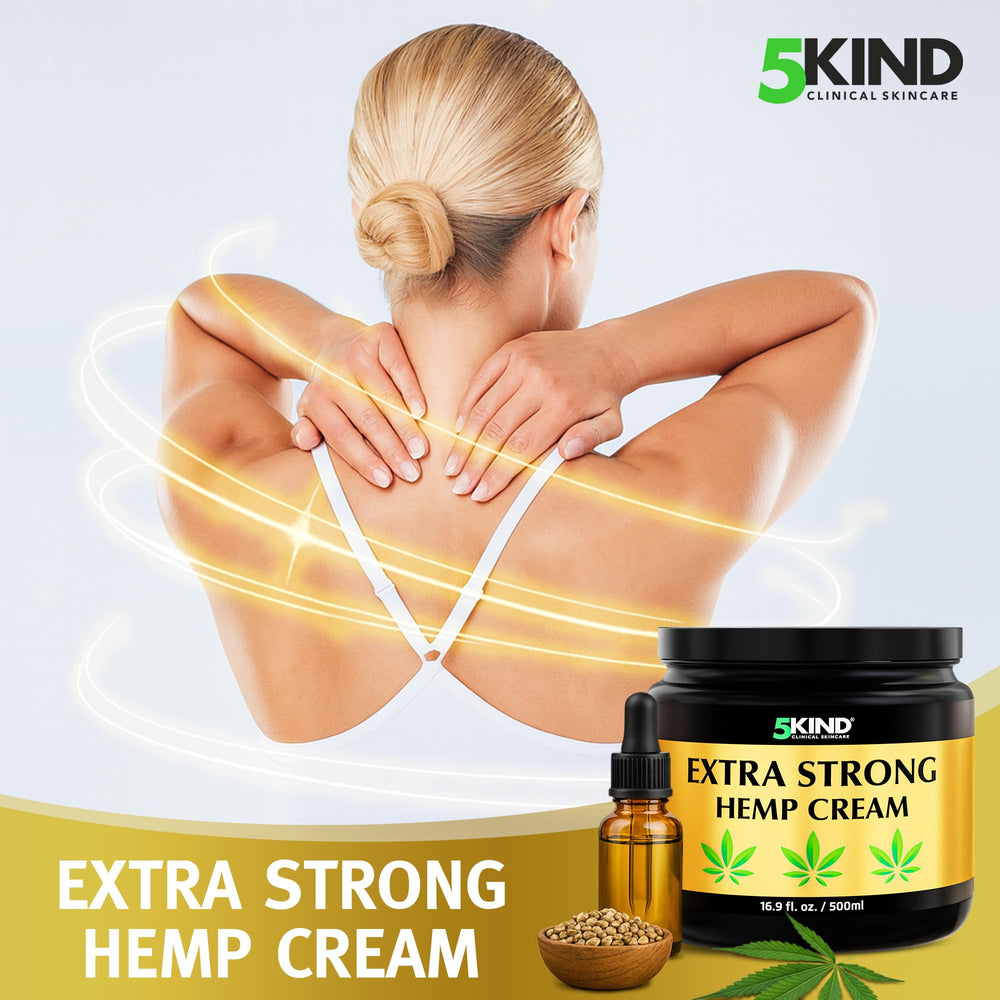 5kind hemp cream label closeup emphasizes natural ingredients