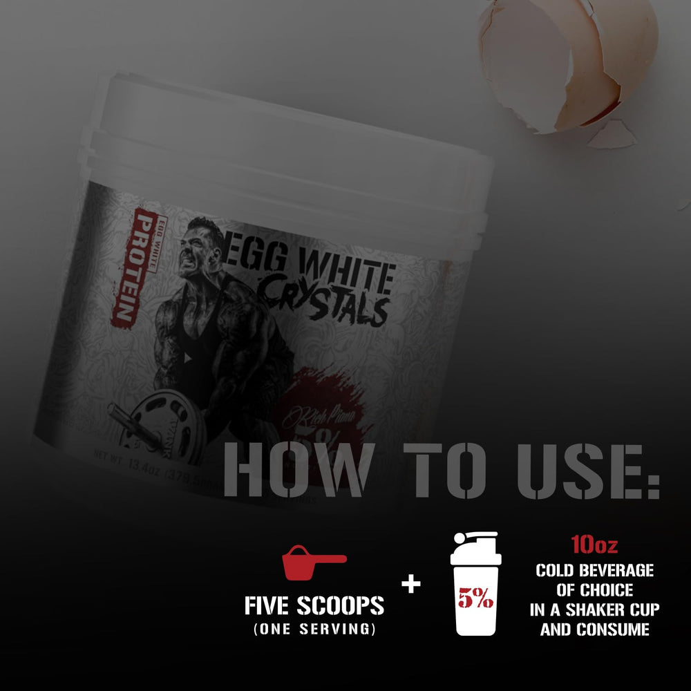 5% Nutrition Egg White Crystals shaker ready for post-workout shake.
