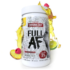 FullAF pre-workout beach blast tub with caffeine-free formula for clean pumps.