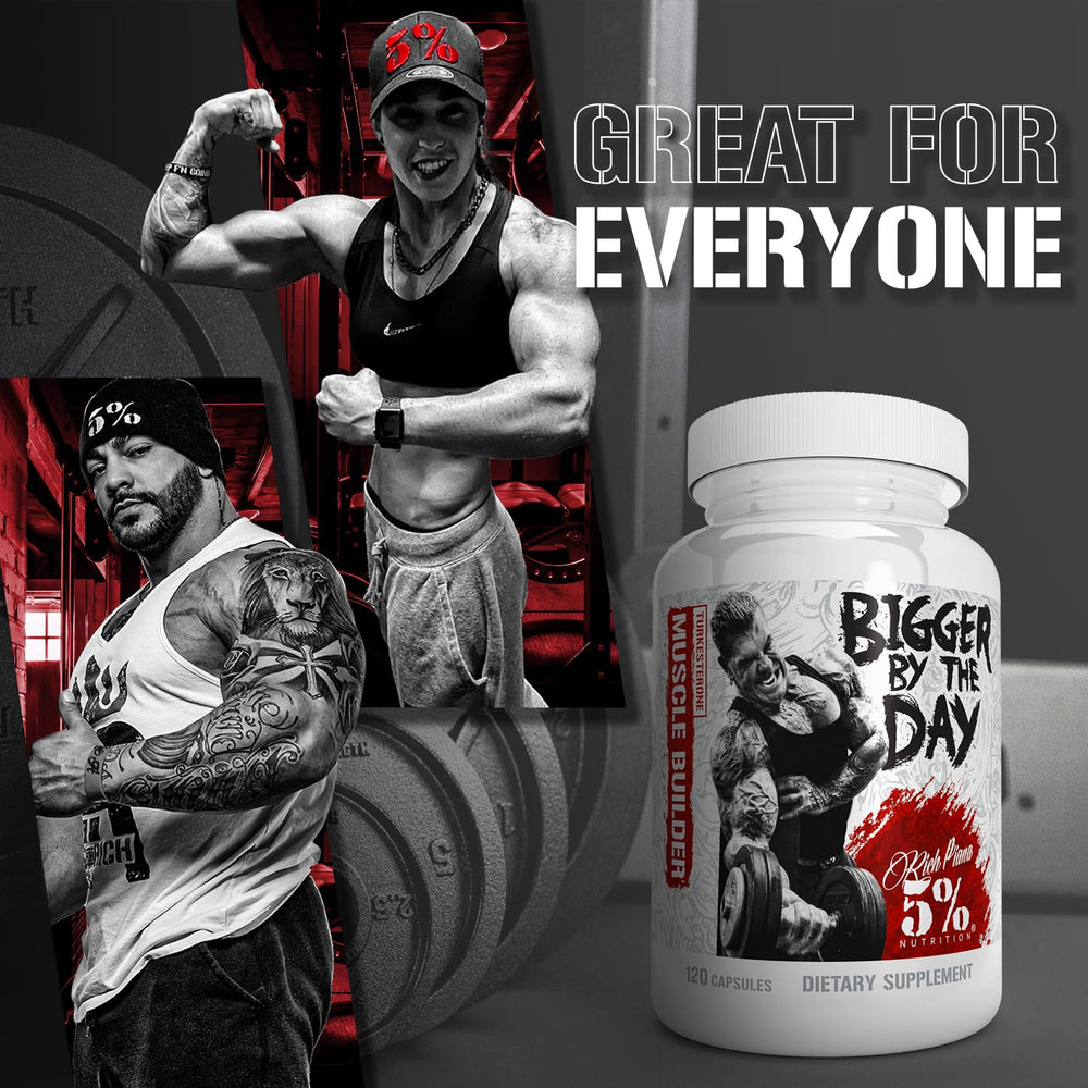 5% Nutrition Rich Piana BiggerByTheDay packaging display of quality