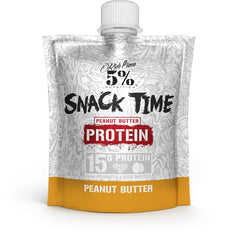 5% Nutrition Snack Time closeup of creamy peanut butter egg white protein.