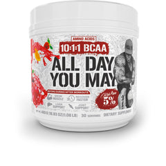 5% Nutrition Rich Piana AllDayYouMay bottle being poured for convenient hydration during workouts