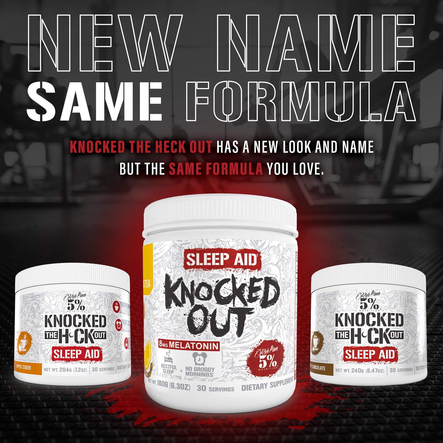 5% Nutrition Rich Piana Knocked Out ingredients chart outlines active compounds for wellness.