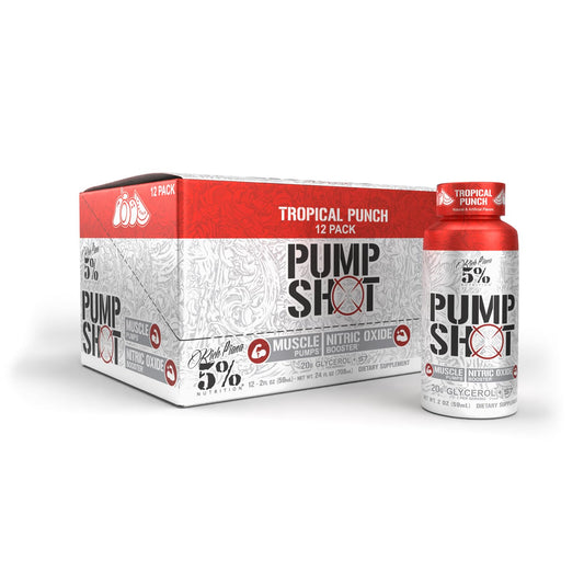 5% Nutrition Rich Piana Pump Shot bottle close-up highlighting glycerol-rich formula for pumps