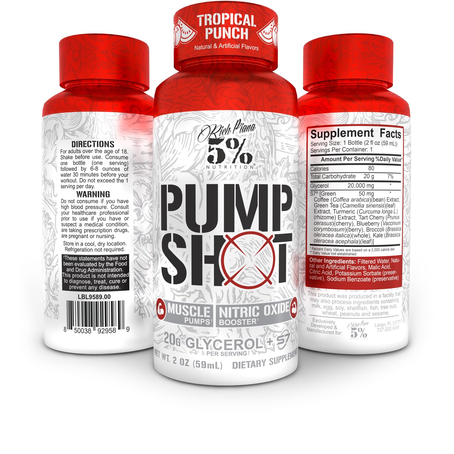5% Nutrition Rich Piana Pump Shot pack caddy for convenient on-the-go fueling