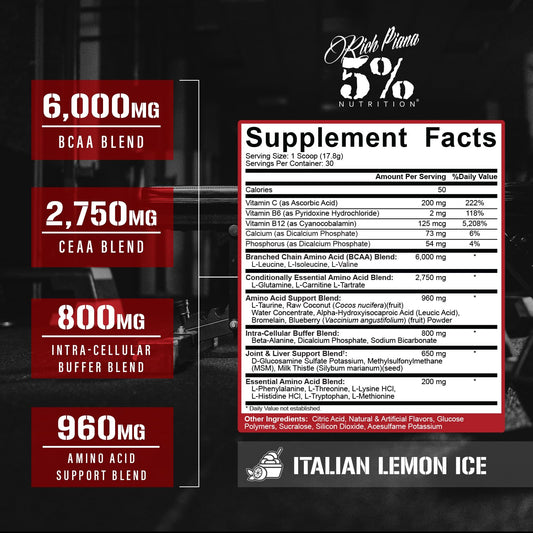 ADYM BCAA powder Italian Lemon Ice promotes endurance and reduced soreness after tough sessions.