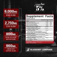 5% Nutrition Rich Piana ADYM label close-up shows complete amino acid matrix