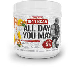 5% Nutrition Rich Piana AllDayYouMay BCAA powder bottle for all-day hydration.