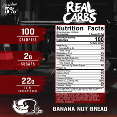 5% Nutrition Rich Piana Real Carbs Banana Nut Bread powder close-up shows real-food ingredients