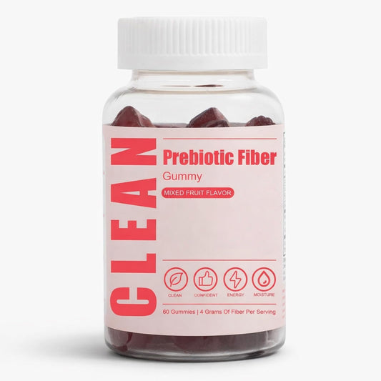 6525080 Clean Prebiotic Fiber Gummy bottle front shows clear labeling for easy selection.