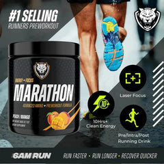 6AM Run Marathon label close-up highlights BCAAs for recovery