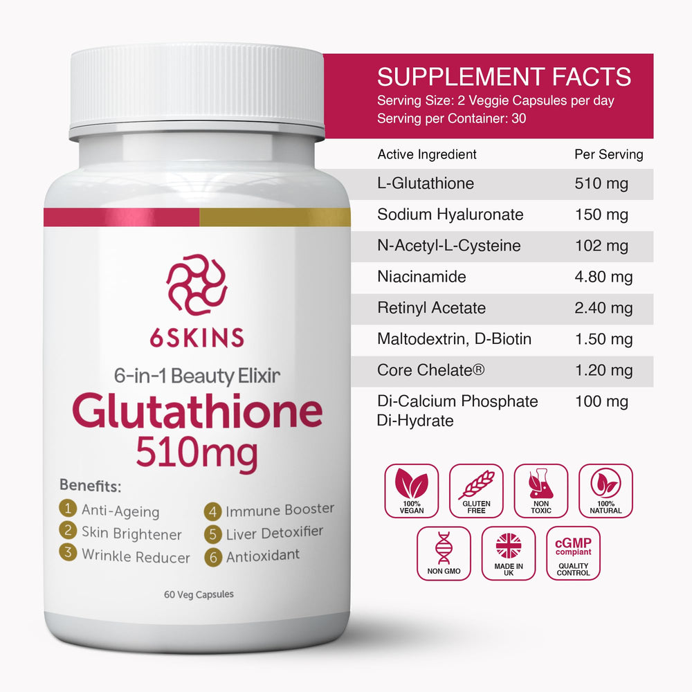 6SKINS hyaluronic acid capsules close-up indicating skin hydration.