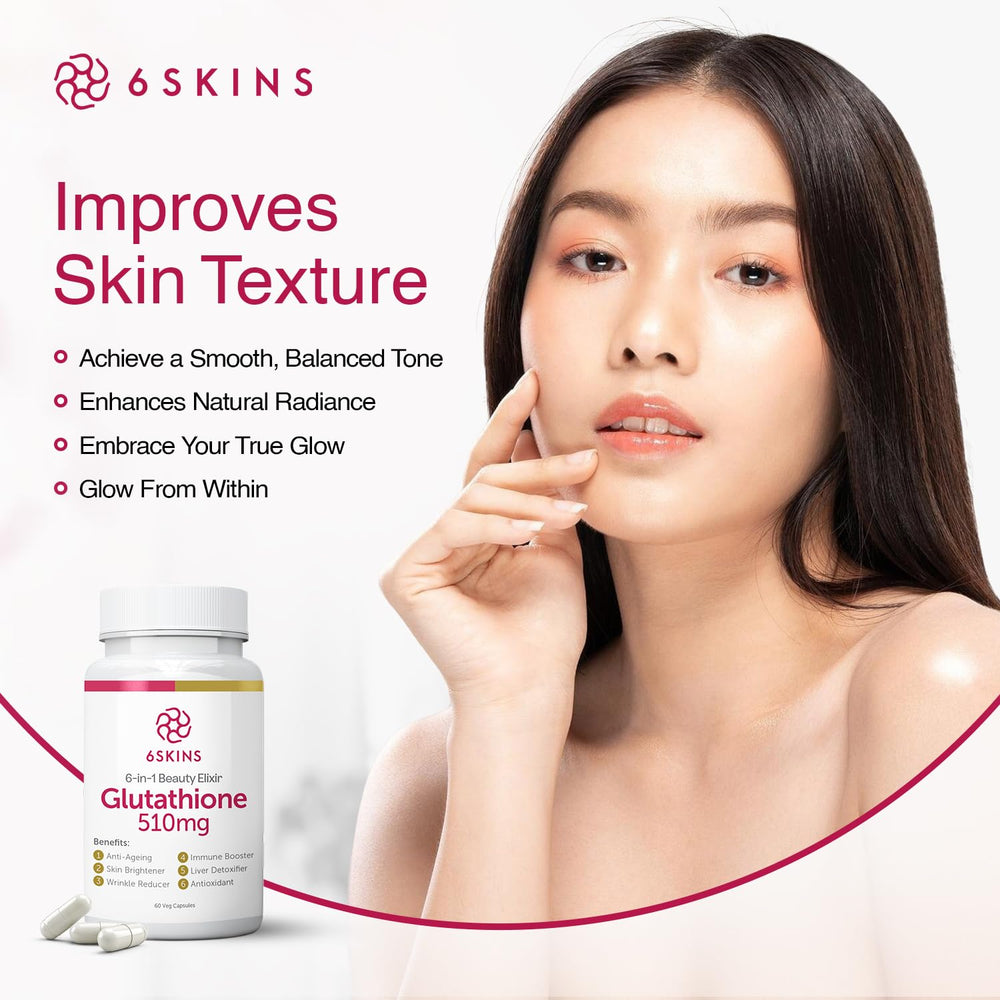 6SKINS capsules arranged for daily immune and liver support routine.