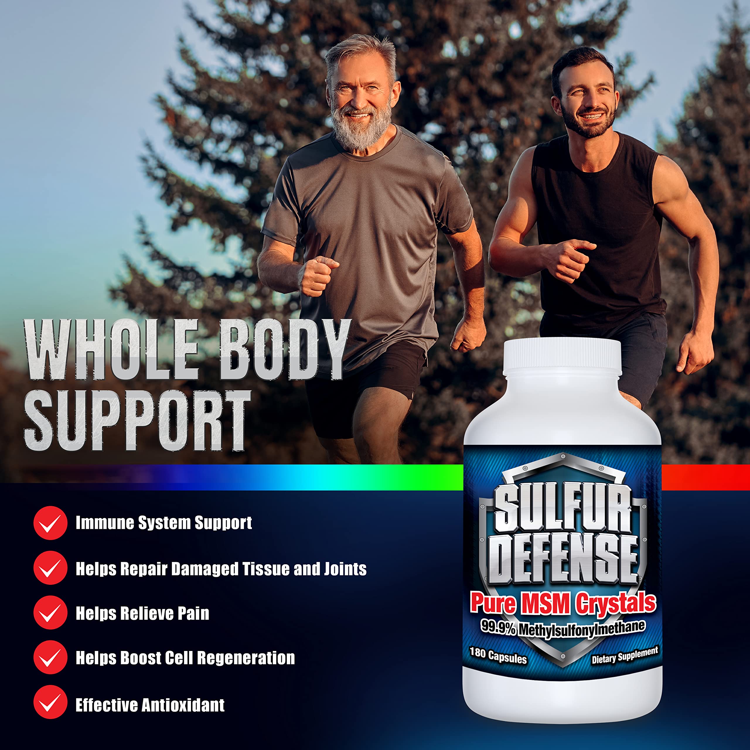 7 Lights Sulfur Defense Opti-MSM gluten-free badge—suitable for gluten-free diets.