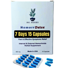 861 HERBS HemorrDetox bottle pour for natural relief